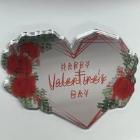 Direct Print Happy Valentines Day with Roses & Heart frame Cake Charm/Topper - Mirrored Acrylic - Image 8