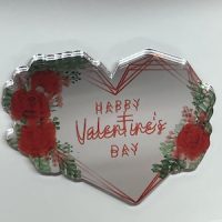 Direct Print Happy Valentines Day with Roses & Heart frame Cake Charm/Topper - Mirrored Acrylic - Image 6