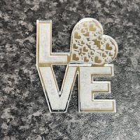 LOVE Cake Charm with hearts design & love in centre Cake Charm - Mirrored Acrylic - Image 3